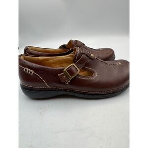 Clarks Unstructured Un.Loop Brown Leather Mary Jane Buckle Shoes 6M